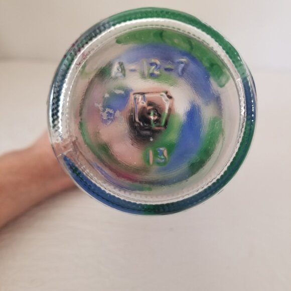 Vtg 9" Hand Painted Floral Hummingbird Clear Glass Olive Oil Dispenser 12.7 oz - Picture 11 of 13